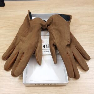 ISOTONER Gloves Mens Medium Tan Genuine Suede Touchscreen Plush Lined Winter